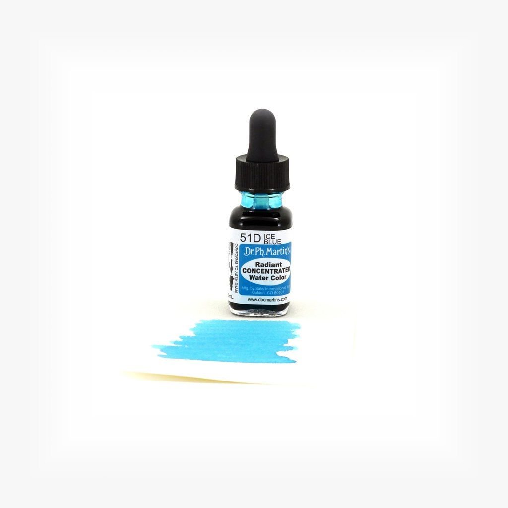Dr. Ph. Martin's Radiant CONCENTRATED Water Color Paint - 15 ml Bottle - Ice Blue (51D)