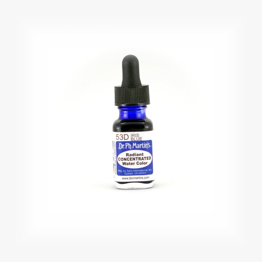 Dr. Ph. Martin's Radiant CONCENTRATED Water Color Paint - 15 ml Bottle - Iris Blue (53D)