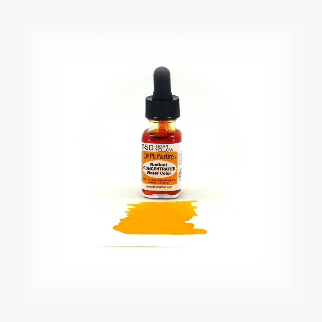 Dr. Ph. Martin's Radiant CONCENTRATED Water Color Paint - 15 ml Bottle - Tiger Yellow (55D)