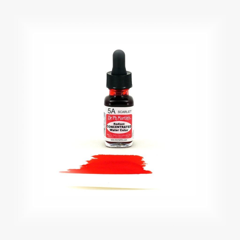 Dr. Ph. Martin's Radiant CONCENTRATED Water Color Paint - 15 ml Bottle - Scarlet (5A)