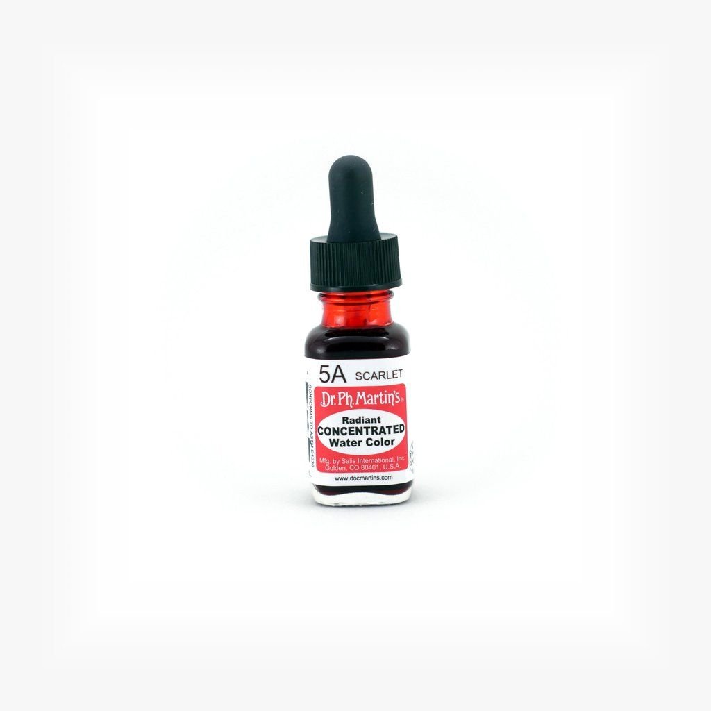Dr. Ph. Martin's Radiant CONCENTRATED Water Color Paint - 15 ml Bottle - Scarlet (5A)