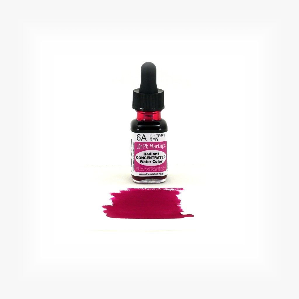 Dr. Ph. Martin's Radiant CONCENTRATED Water Color Paint - 15 ml Bottle - Cherry Red (6A)