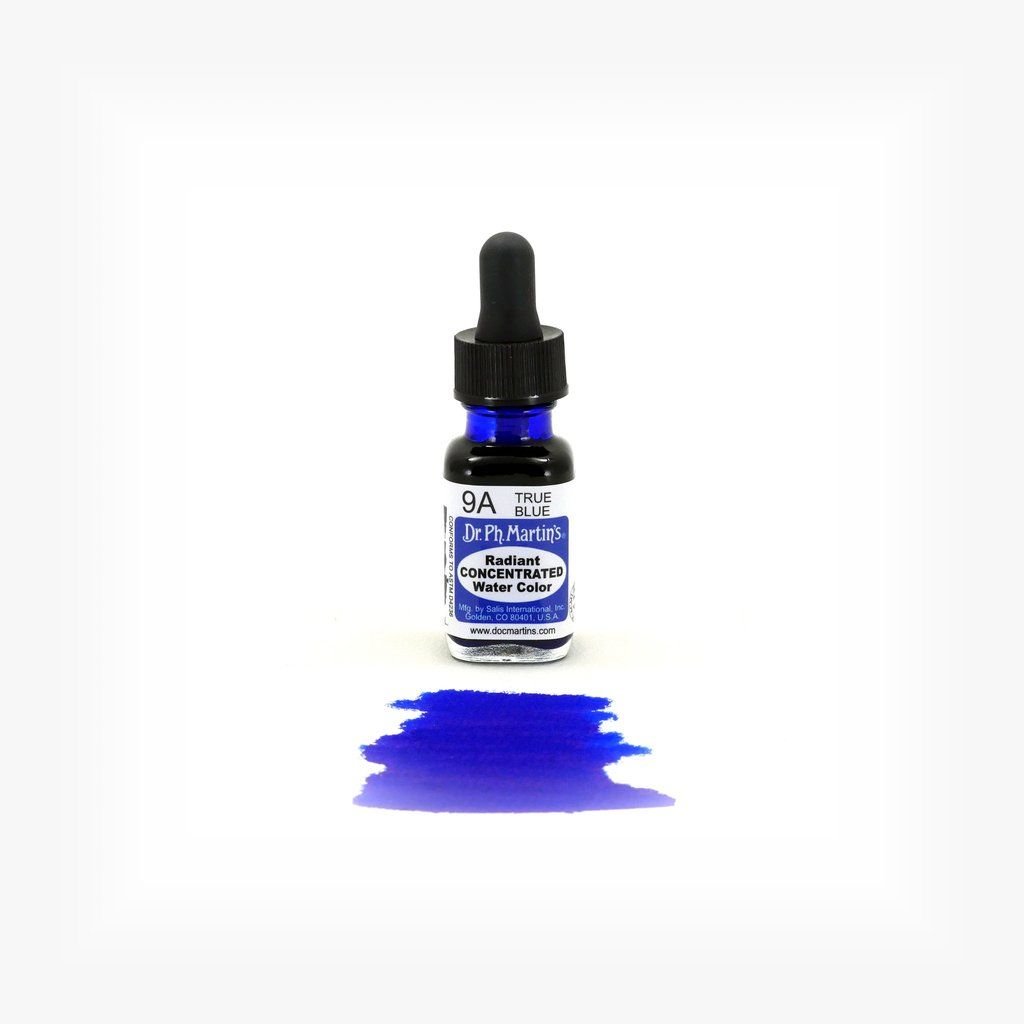 Dr. Ph. Martin's Radiant CONCENTRATED Water Color Paint - 15 ml Bottle - True Blue (9A)