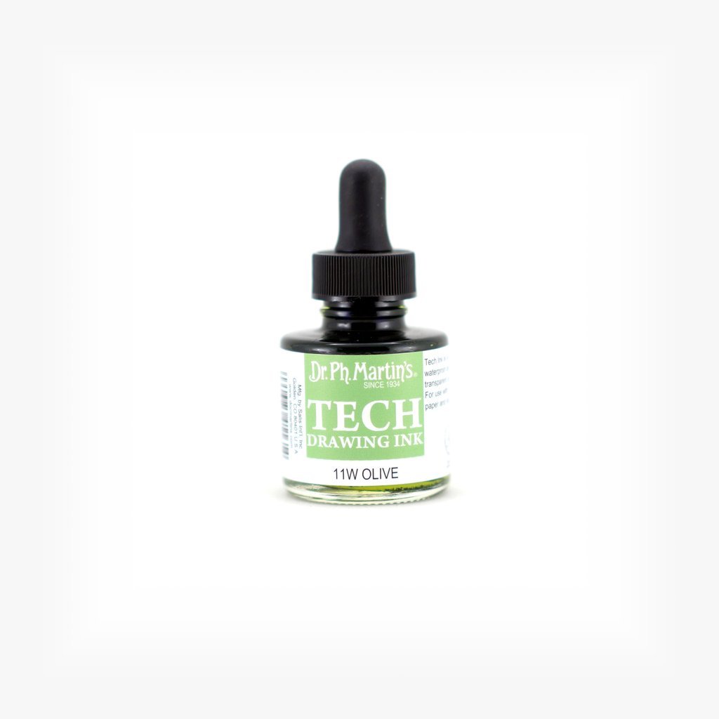 Dr. Ph. Martin's TECH Drawing Ink - 30 ml Bottle - Olive Green (11W)