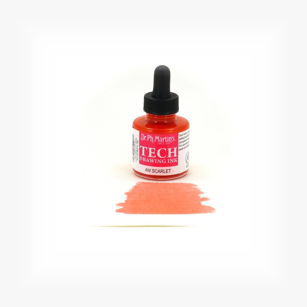 Dr. Ph. Martin's TECH Drawing Ink - 30 ml Bottle - Scarlet (4W)