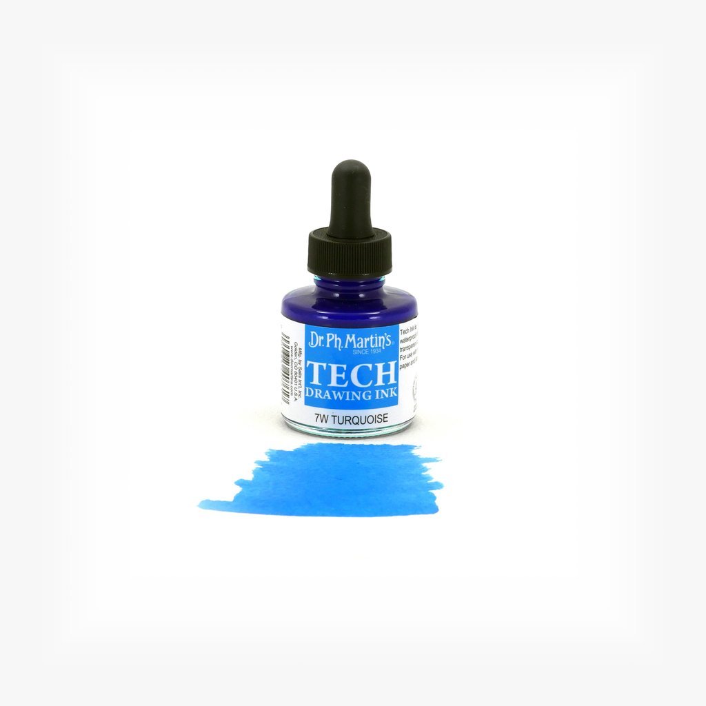 Dr. Ph. Martin's TECH Drawing Ink - 30 ml Bottle - Turquoise (7W)