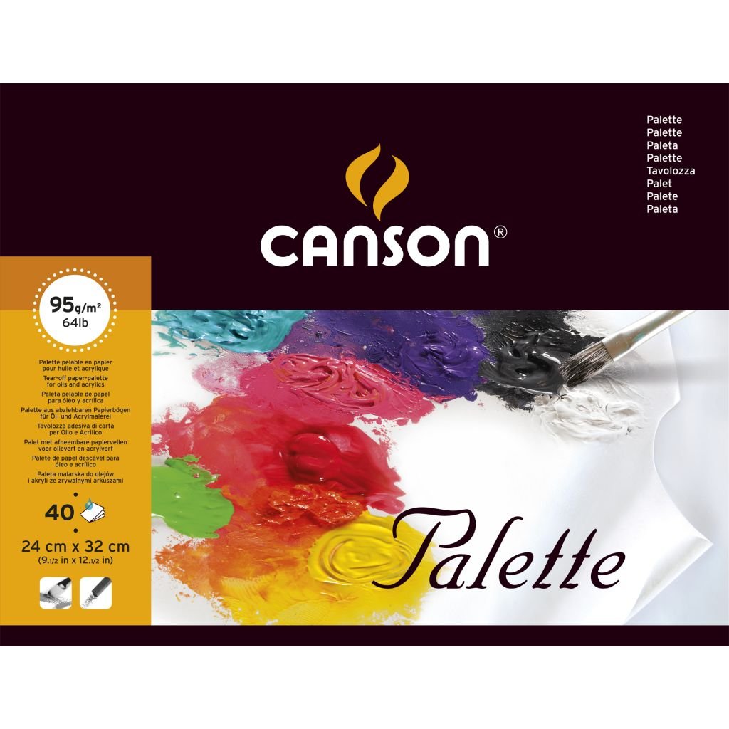 Canson Tear Off Palette for Oil & Acrylics  - Smooth 95 GSM - 24 x 32 cm or 9.4 x 12.6