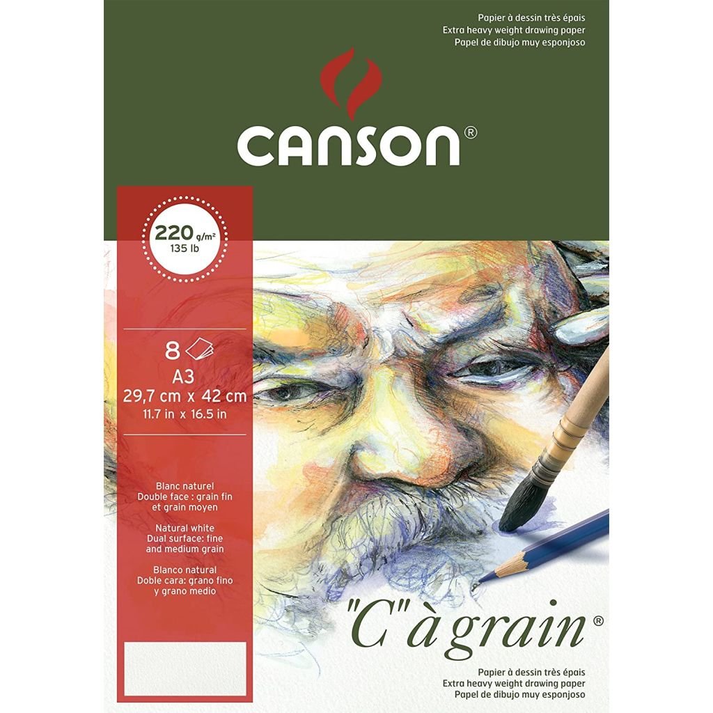 Canson C a' Grain 220 GSM A3 Art Folder - 8 Sheets