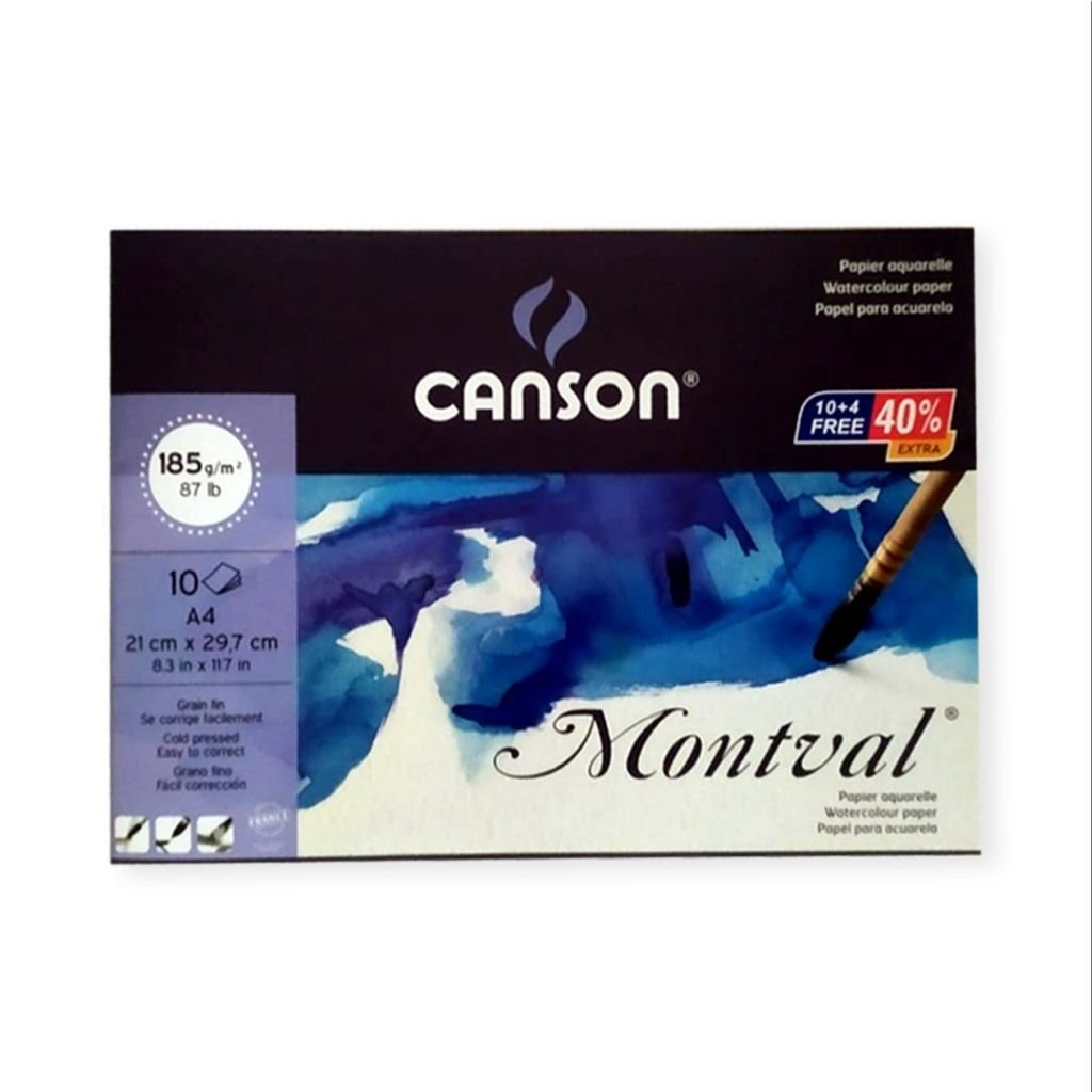 Canson Montval 185 GSM A4 Polypack of (10 + 4) Fine Grain Sheets