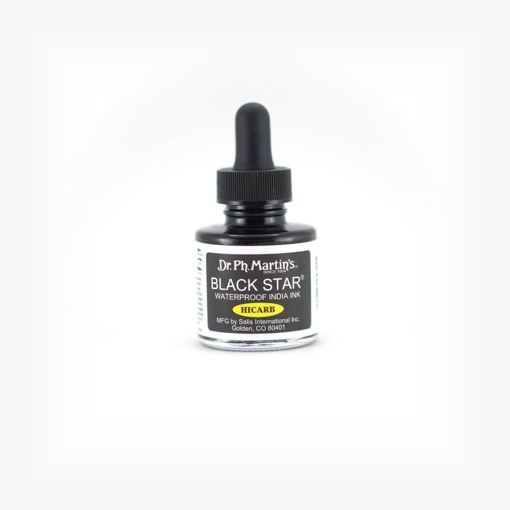 Dr. Ph. Martin's BLACK STAR HICARB Waterproof India Ink - 30 ml Bottle