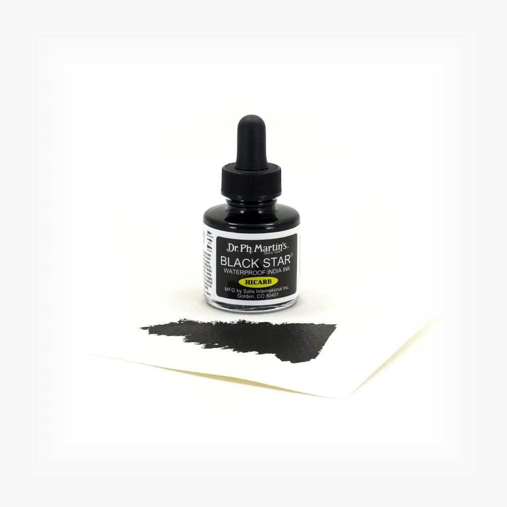 Dr. Ph. Martin's BLACK STAR HICARB Waterproof India Ink - 30 ml Bottle