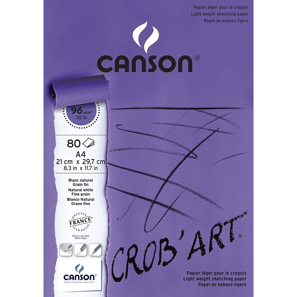 Canson Crob'Art Sketching Paper - Fine Grain 96 GSM - A4 (21.6 x 27.9 cm or 8.5 x 11