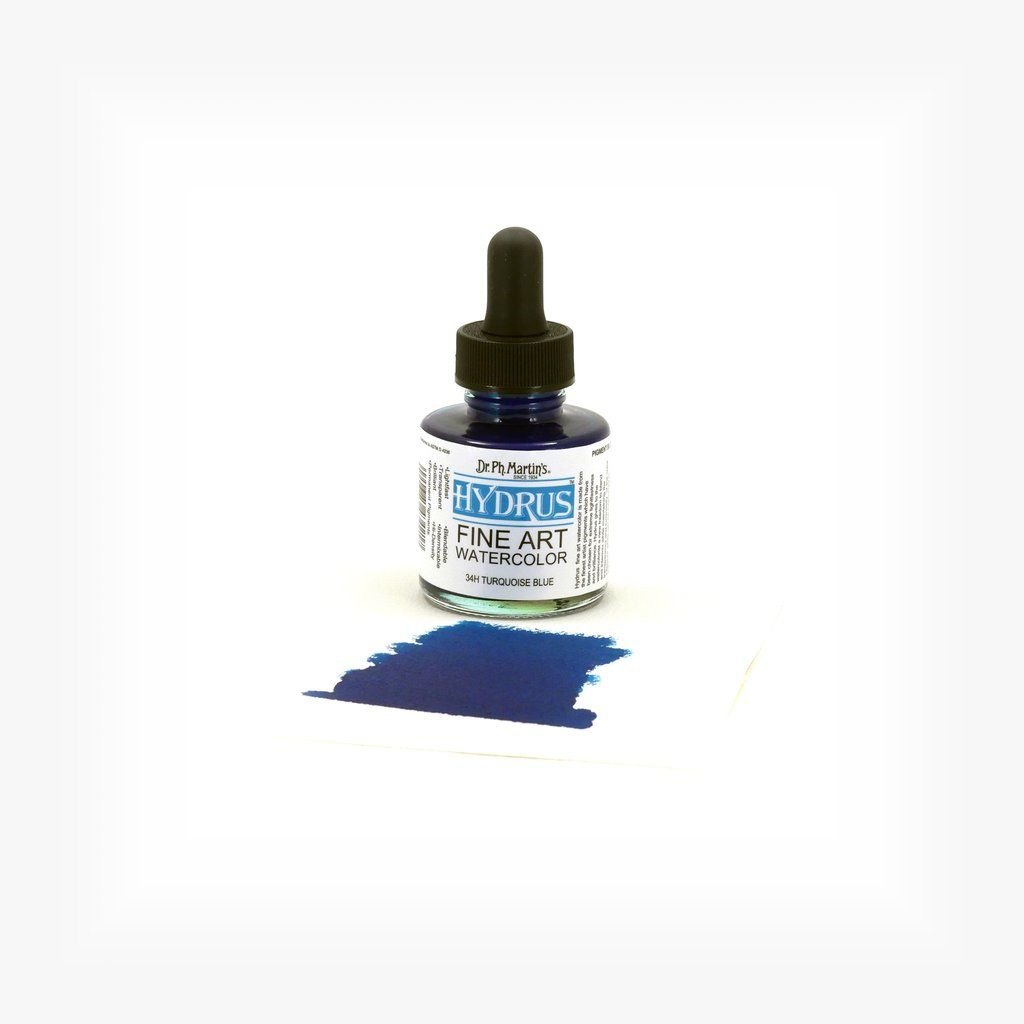 Dr. Ph. Martin's Hydrus Fine Art Watercolor Paint - 30 ml Bottle - Turquoise Blue (34H)