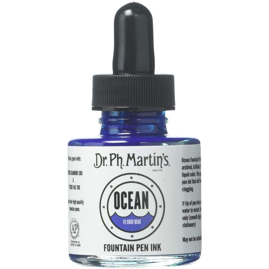 Dr. Ph. Martin's Ocean Fountain Pen Ink - 30 ml Bottle - Edge Blue (1E)
