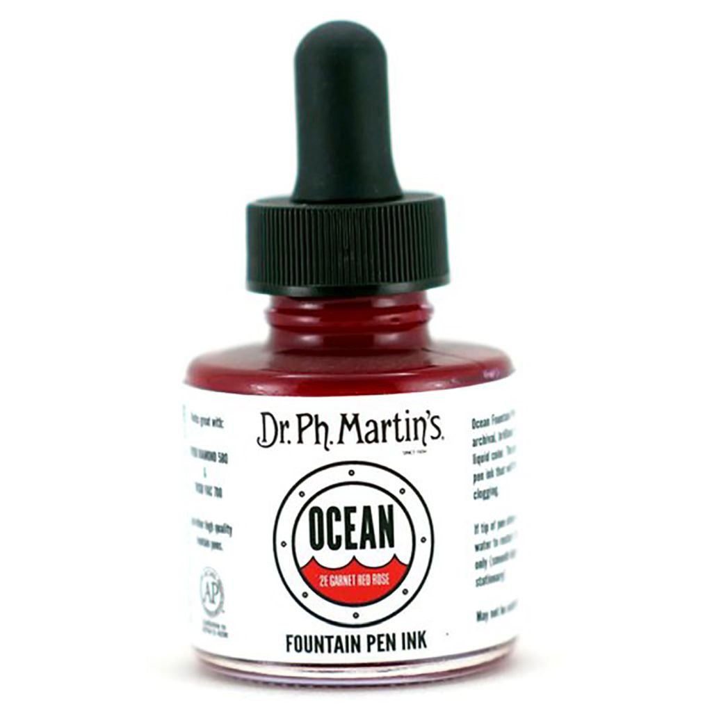 Dr. Ph. Martin's Ocean Fountain Pen Ink - 30 ml Bottle - Red Garnet Rose (2E)