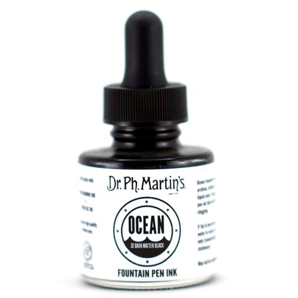 Dr. Ph. Martin's Ocean Fountain Pen Ink - 30 ml Bottle - Dark Matter Black (3E)