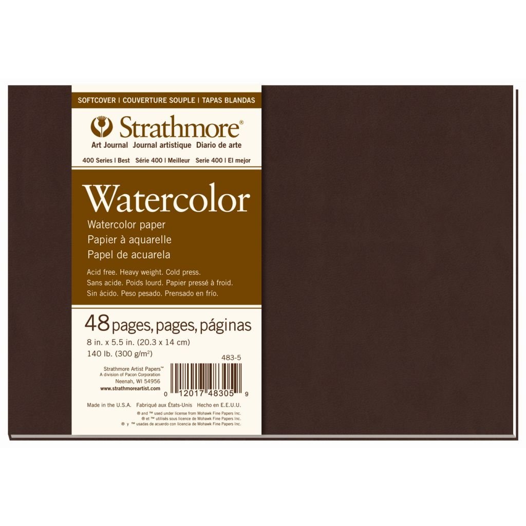 Strathmore 400 Series Watercolour 8'' x 5.5'' Natural White Cold Press 300 GSM Short Side Softcover Art Book of 24 Sheets