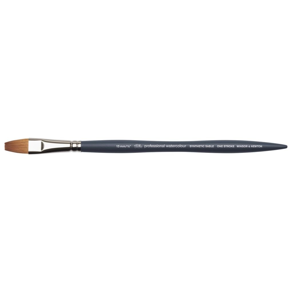 Winsor & Newton Professional Water Colour Synthetic Sable Hair Brush - One Stroke / Wash - Short Handle - Size - 1/2