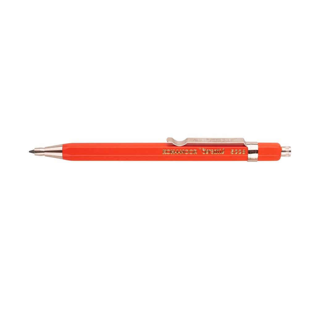 Koh-i-noor 5228 Versatil Short Mechanical Clutch Pencil / Leadholder - 2 MM - Red Metal Body with Clip