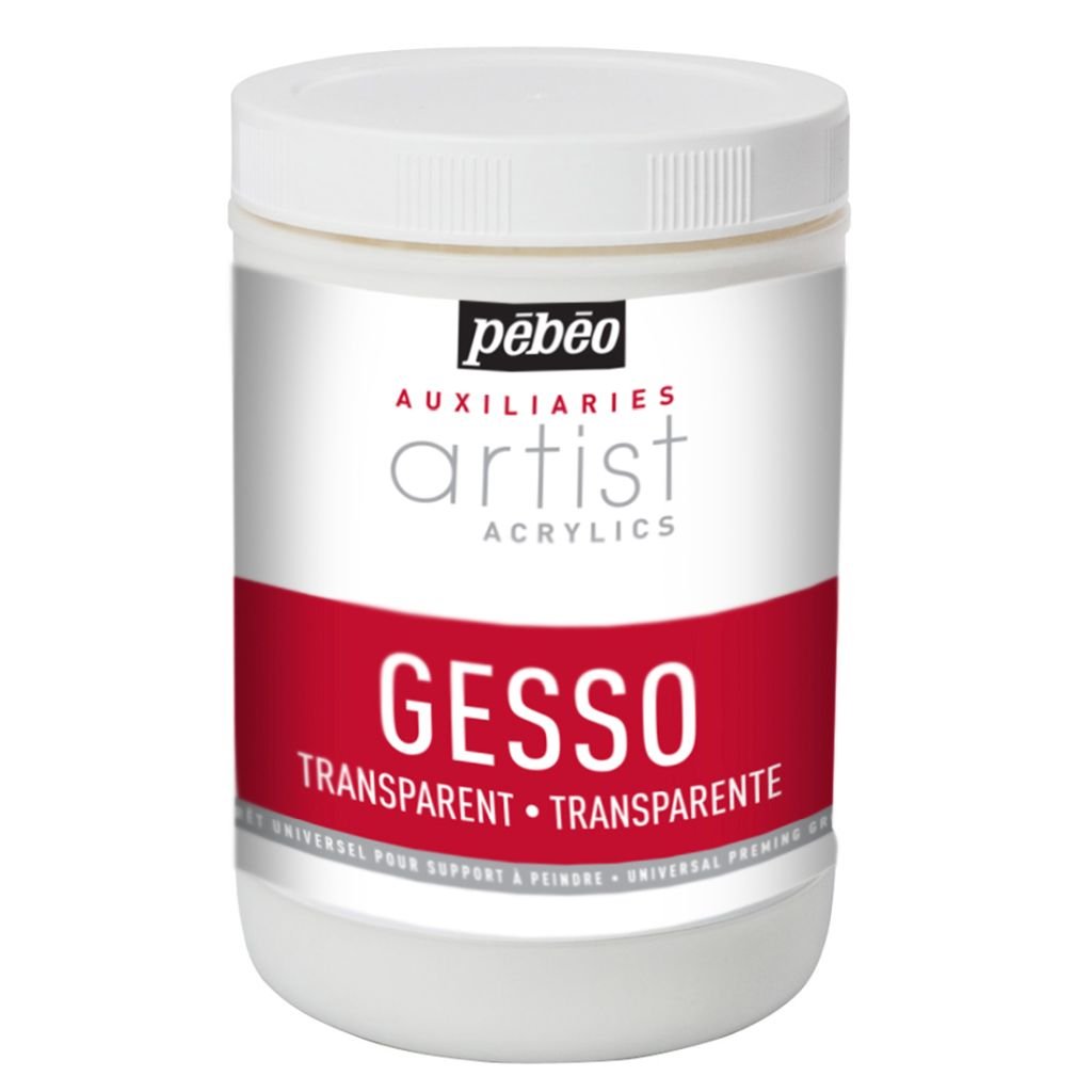Pebeo Extra Fine Artist Acrylics Auxiliaries - Transparent Gesso - 1000 ml jar