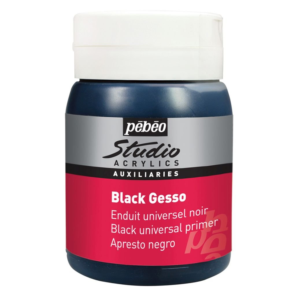 Pebeo Studio Acrylics Auxiliaries Gesso - Black - Tube of 500 ml