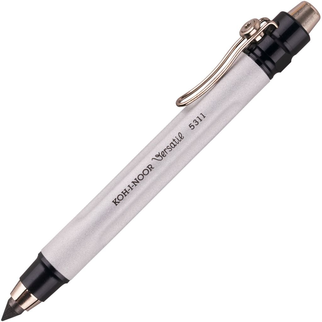 Koh-i-noor 5311 Versatil Mechanical Clutch Pencil / Leadholder - 5.6 MM - Stylish White Metal Body with Sharpener