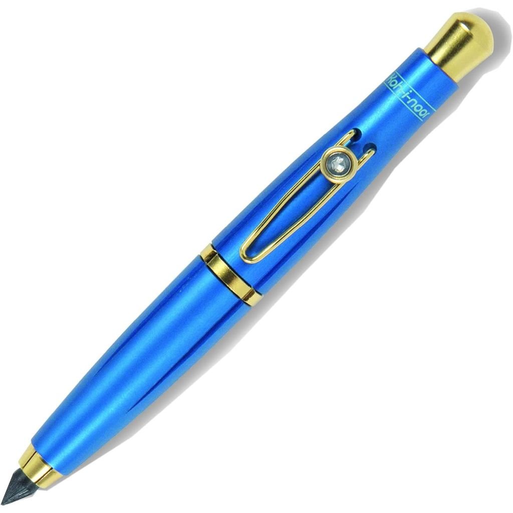 Koh-i-noor 5320 Mechanical Clutch Pencil / Leadholder - 5.6 MM - Blue Metal Body with Gold Clip