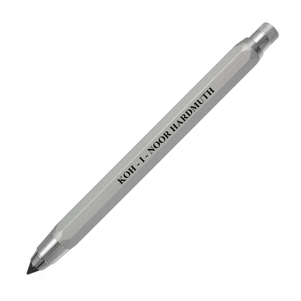 Koh-i-noor 5340 Versatil Mechanical Clutch Pencil / Leadholder - 5.6 MM - Silver Metal Body Without Clip