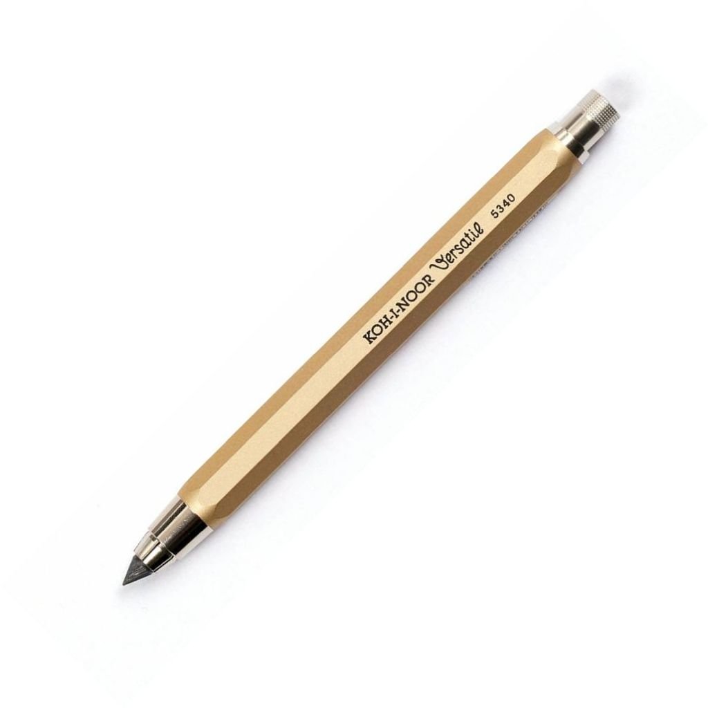 Koh-i-noor 5340 Versatil Mechanical Clutch Pencil / Leadholder - 5.6 MM - Gold Metal Body Without Clip