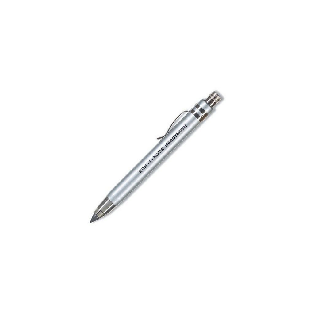 Koh-i-noor 5359 Versatil Mechanical Clutch Pencil / Leadholder - 5.6 MM - Silver Metal Body with Clip in Metal Case