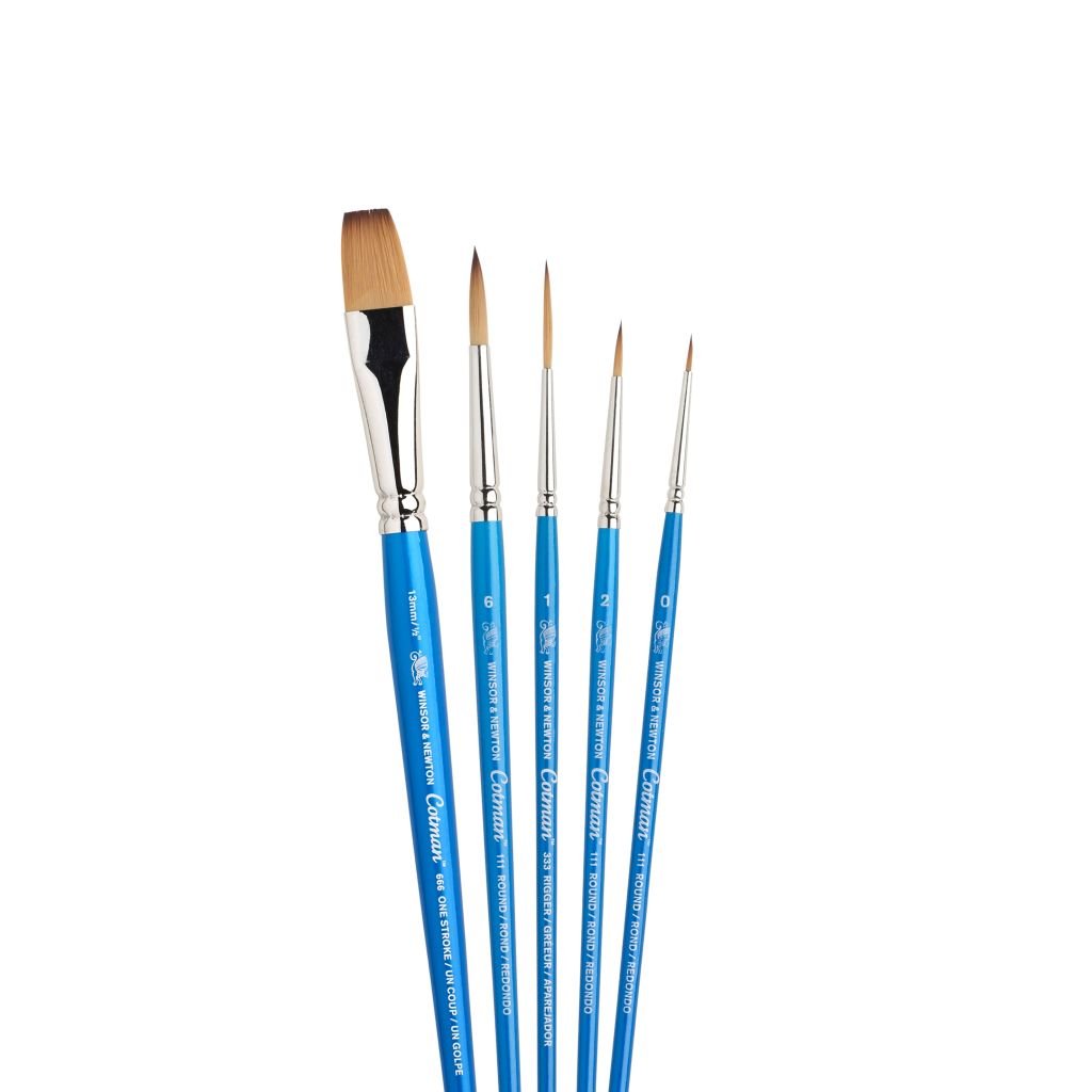 Winsor & Newton Cotman Watercolour Synthetic Hair Brush - Assorted Set- Short Handle - Pack of 5 - Set 2