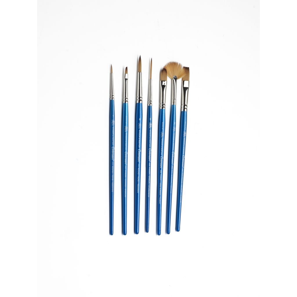 Winsor & Newton Cotman Watercolour Synthetic Hair Brush - Assorted Set- Short Handle - Pack of 7