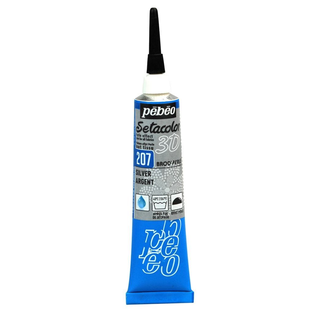 Pebeo Setacolor 3D Brod'Perle Fabric Paint - 20 ml tube - Silver (207)