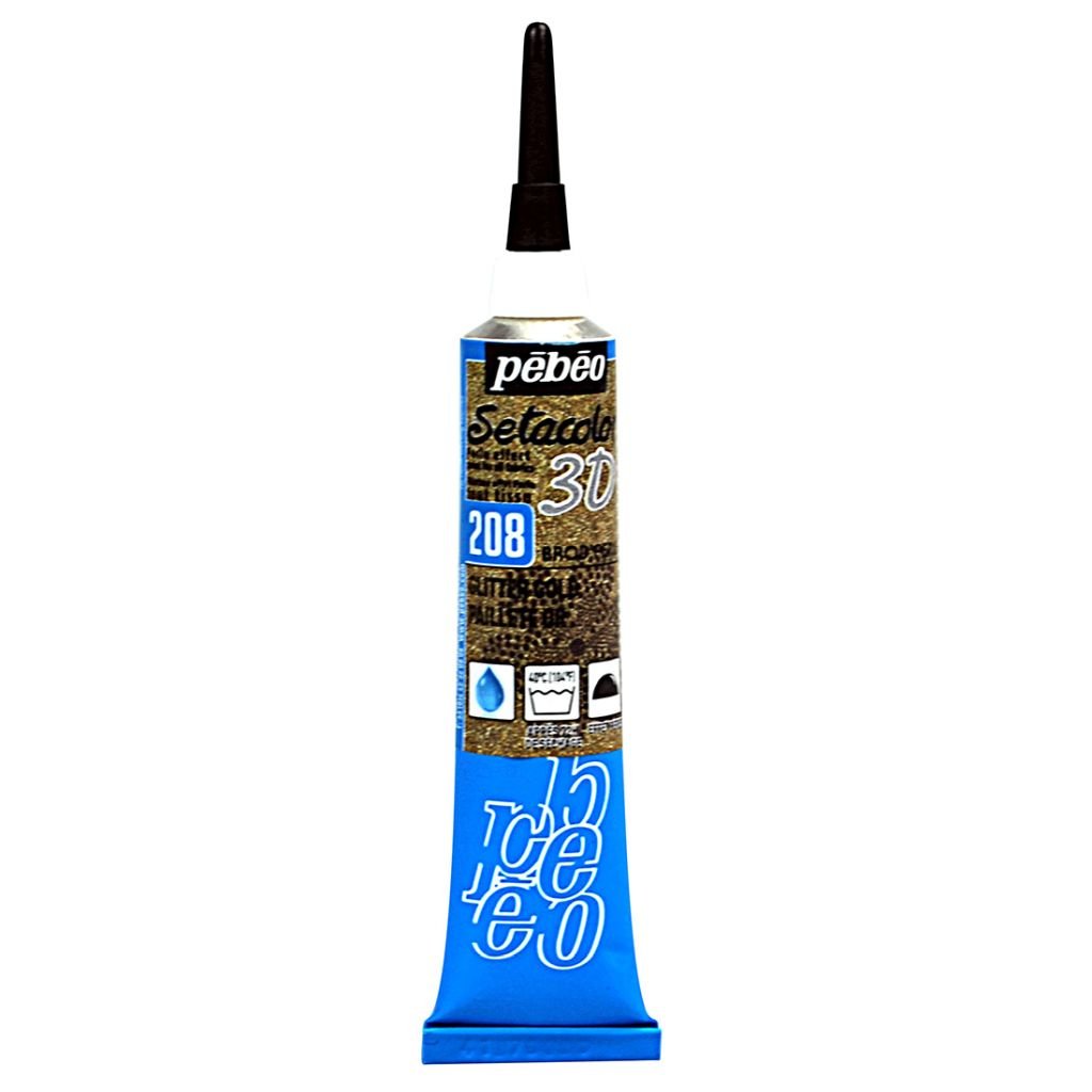Pebeo Setacolor 3D Brod'Perle Fabric Paint - 20 ml tube - Gold Glitter (208)