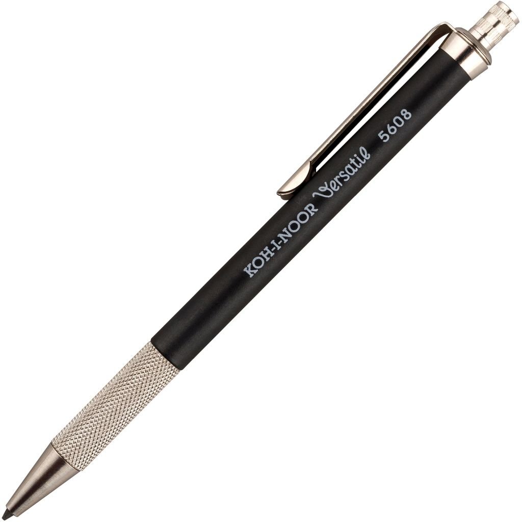 Koh-i-noor 5608 Versatil Mechanical Clutch Pencil / Leadholder - 2.0 MM - Black Metal / Plastic Body with Clip