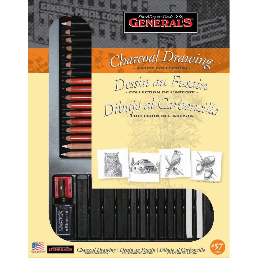 General's Charcoal Drawing Artist Collection - Art Set of 32 Pieces