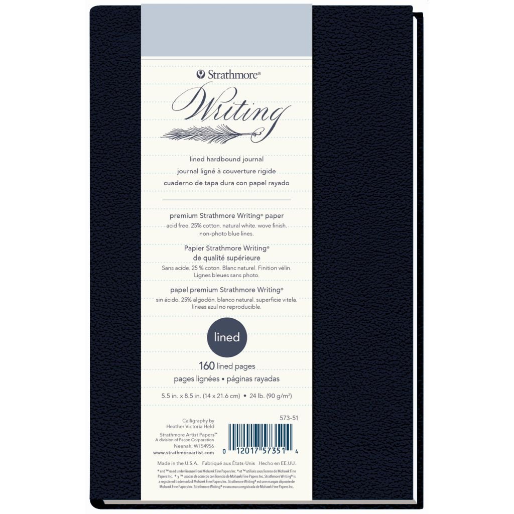 Strathmore 500 Series Writing Journal - 5.5''x8.5'' - Natural White - Woven - 90 GSM Paper, Long-Side Hard Bound - 160 Sheets