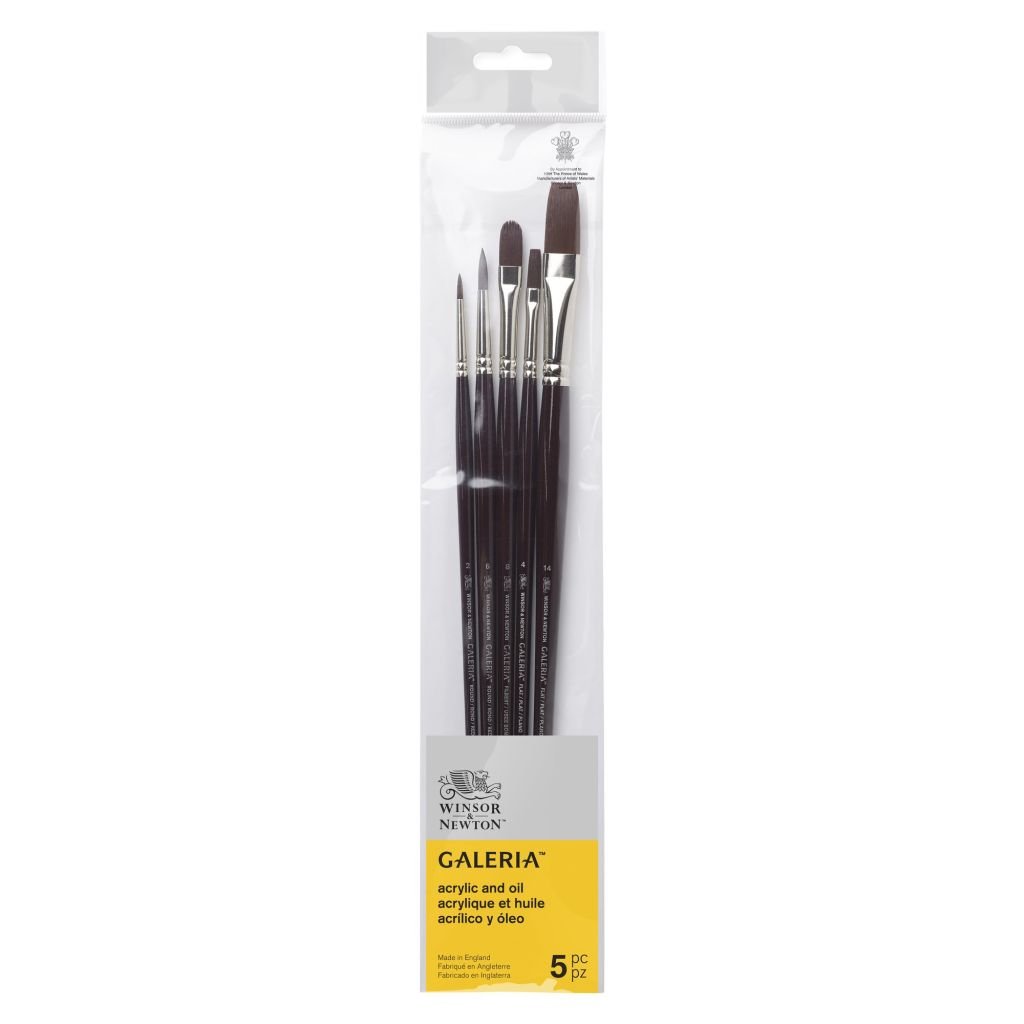 Winsor & Newton Galeria Synthetic Hair Brush - Assorted Set - Long Handle - Pack of 3 - SET 4