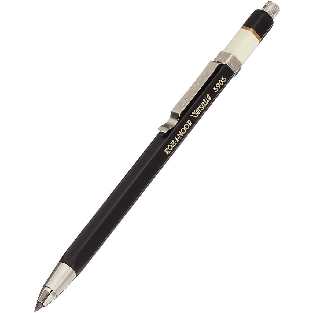 Koh-i-noor 5905 Versatil Mechanical Clutch Pencil / Leadholder - 2.5 MM - Black Metal Body with Clip