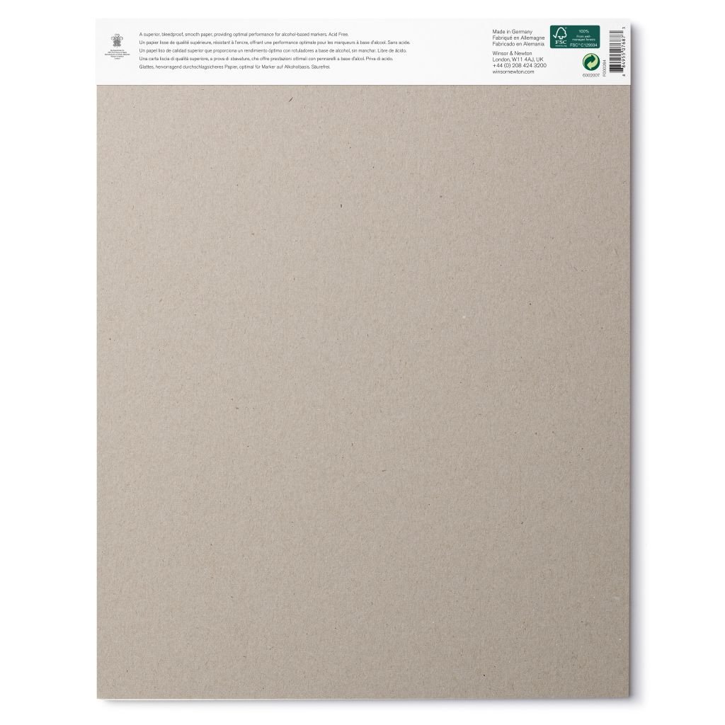 Winsor & Newton Bleedproof Marker Paper - Smooth 75 GSM - 28 cm x 36 cm or 11'' x 14'' Natural White Short Side Glued Pad of 50 Sheets