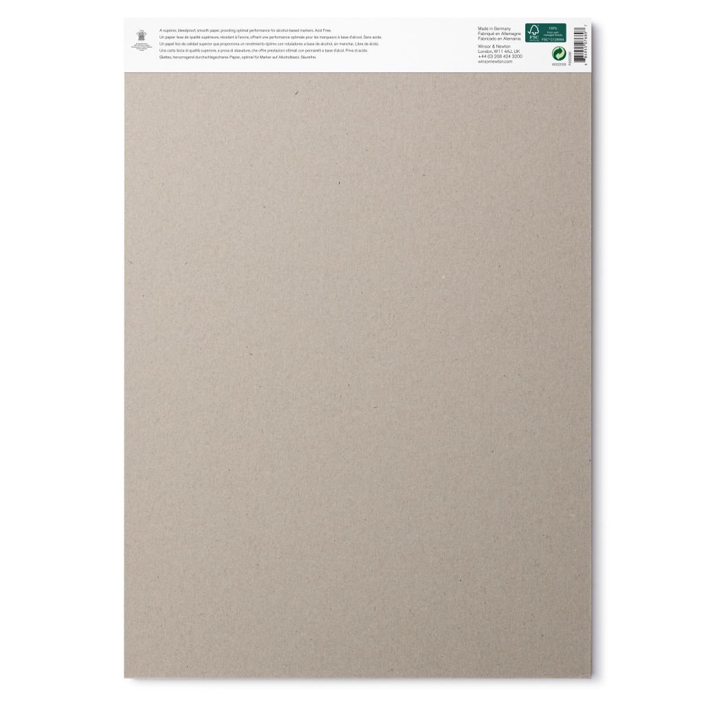 Winsor & Newton Bleedproof Marker Paper - Smooth 75 GSM - A3 (29.7 cm x 42 cm or 12'' x 17'') Natural White Short Side Glued Pad of 50 Sheets