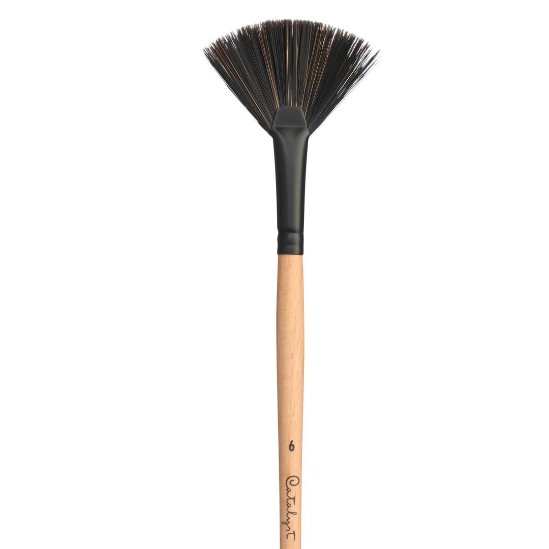 Princeton Series 6400 Catalyst Polytip Synthetic Bristle Brush - Fan - Long Handle - Size: 3