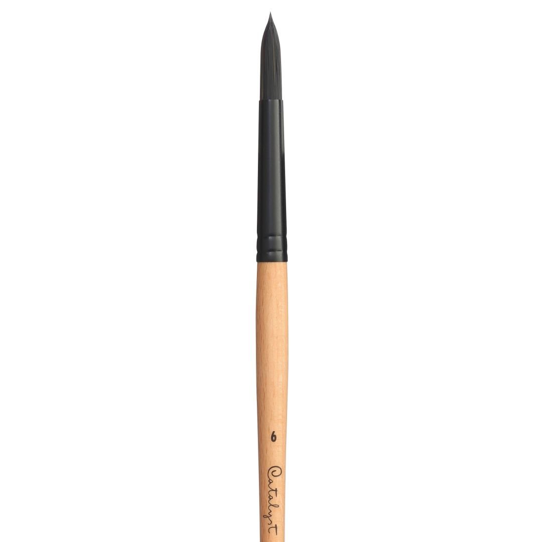 Princeton Series 6400 Catalyst Polytip Synthetic Bristle Brush - Round - Long Handle - Size: 2/0