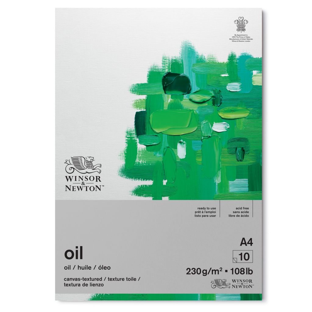 Winsor & Newton Oil Paper - Canvas Texture 230 GSM - A4 (21 cm x 29.7 cm or 8'' x 12'') Natural White Short Side Glued Pad of 10 Sheets