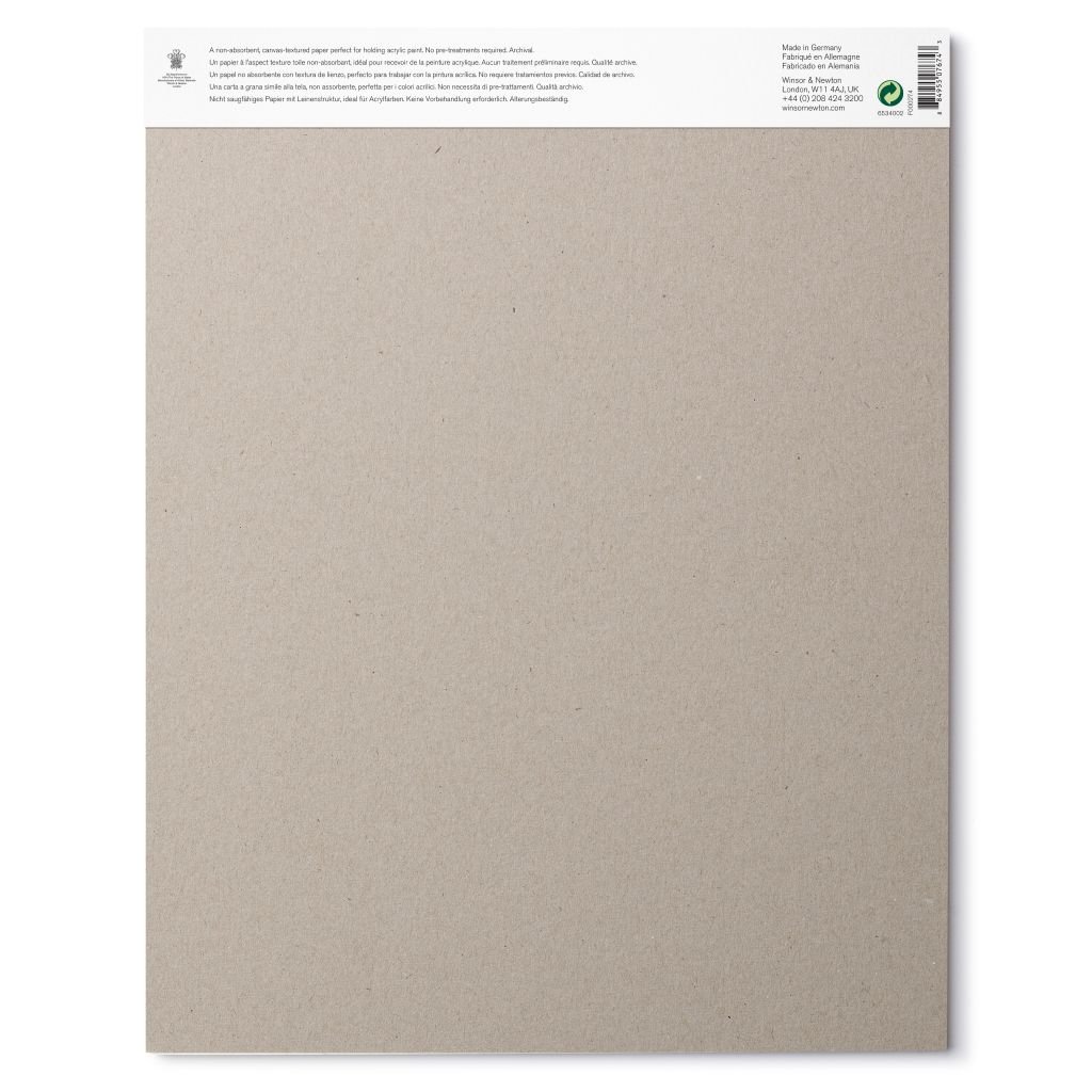 Winsor & Newton Acrylic Paper - Canvas Texture 300 GSM - 27.9 cm x 35.6 cm or 11'' x 14'' Natural White Short Side Glued Pad of 15 Sheets