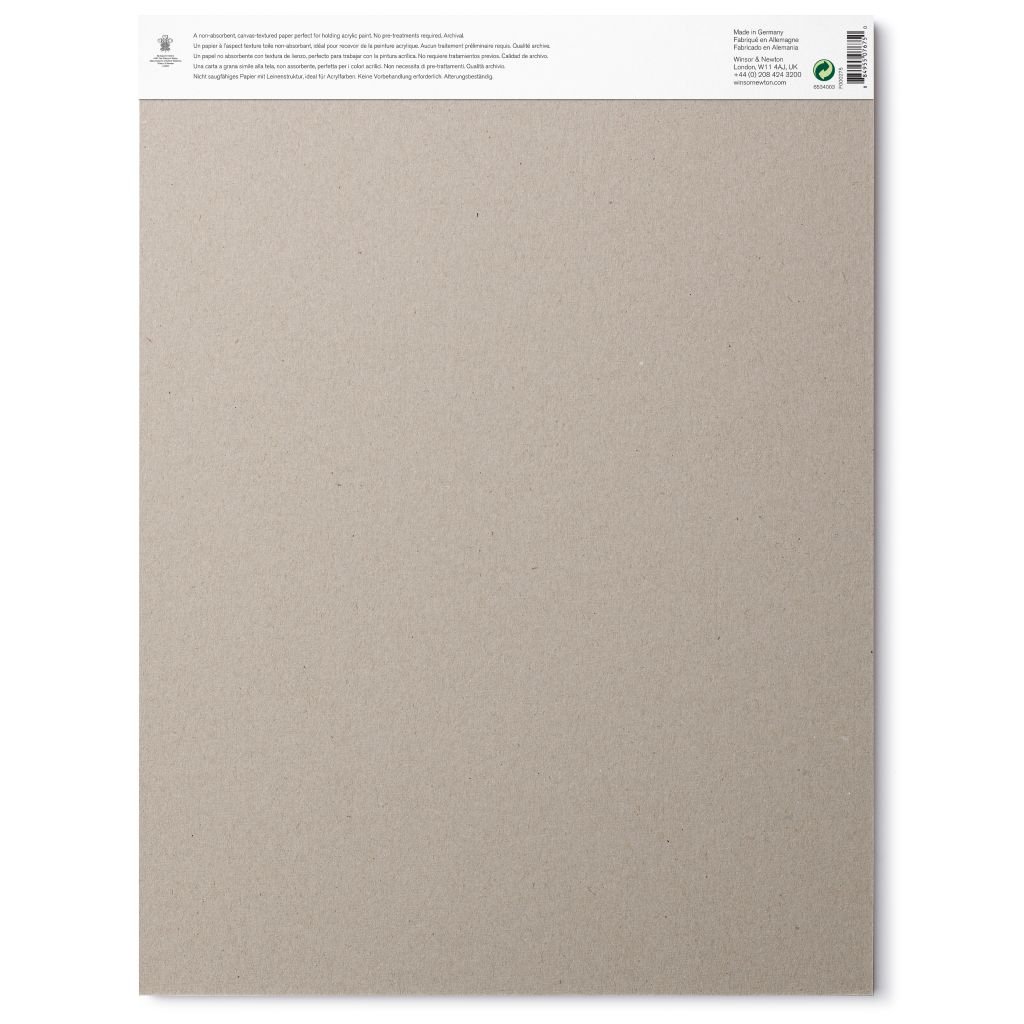 Winsor & Newton Acrylic Paper - Canvas Texture 300 GSM - 30.5 cm x 40.6 cm or 12'' x 16'' Natural White Short Side Glued Pad of 15 Sheets