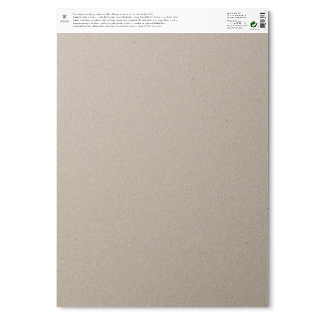 Winsor & Newton Acrylic Paper - Canvas Texture 300 GSM - A3 (29.7 cm x 42 cm or 12'' x 17'') Natural White Short Side Glued Pad of 15 Sheets