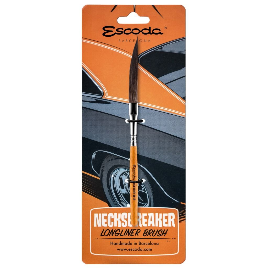 Escoda Necksbreaker Longliner Sword Brush – Size 4 – Extra Short, Shiny Varnished Natural Finish Handle