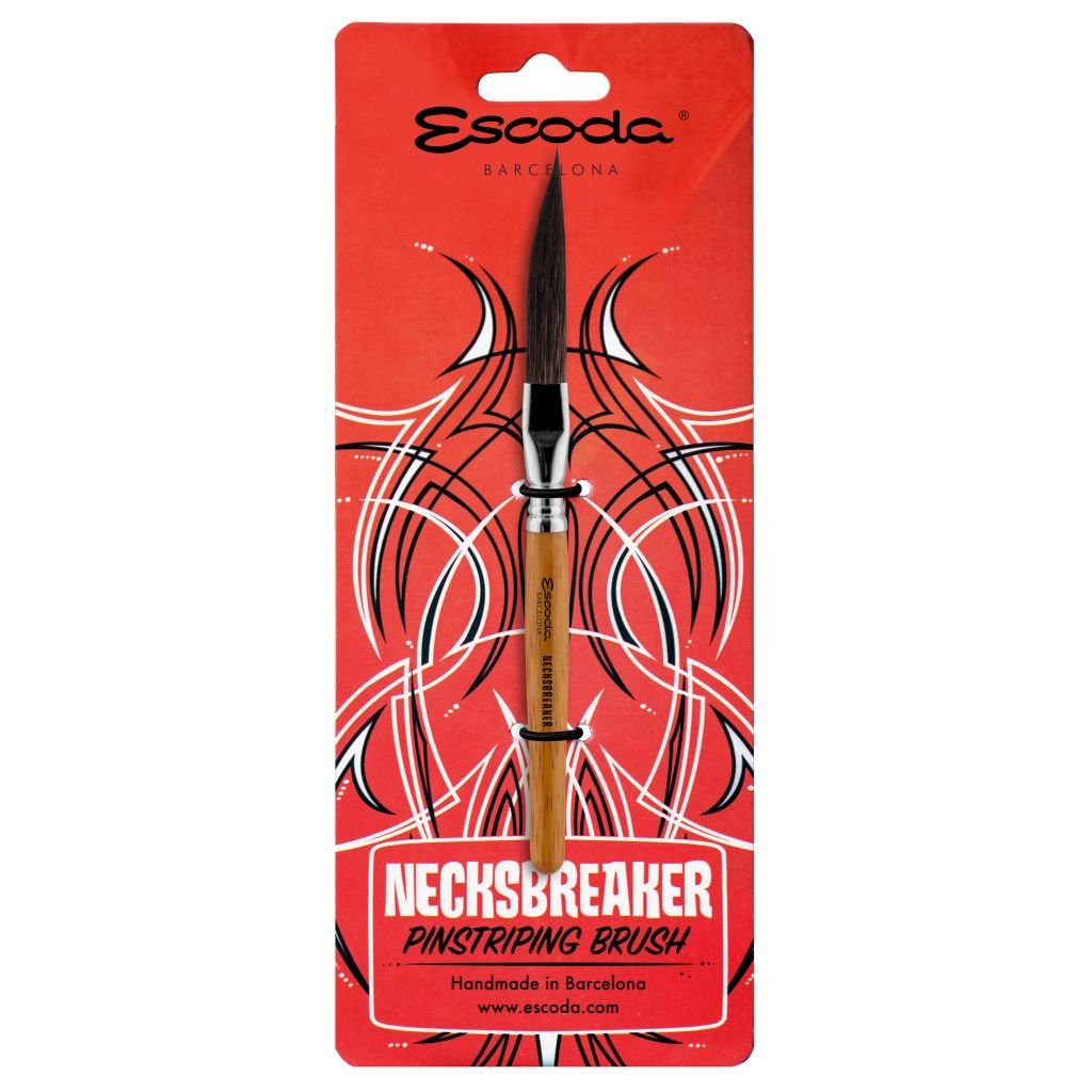 Escoda Necksbreaker Pinstriping Sword Brush – Size 8 – Extra Short, Shiny Varnished Natural Finish Handle