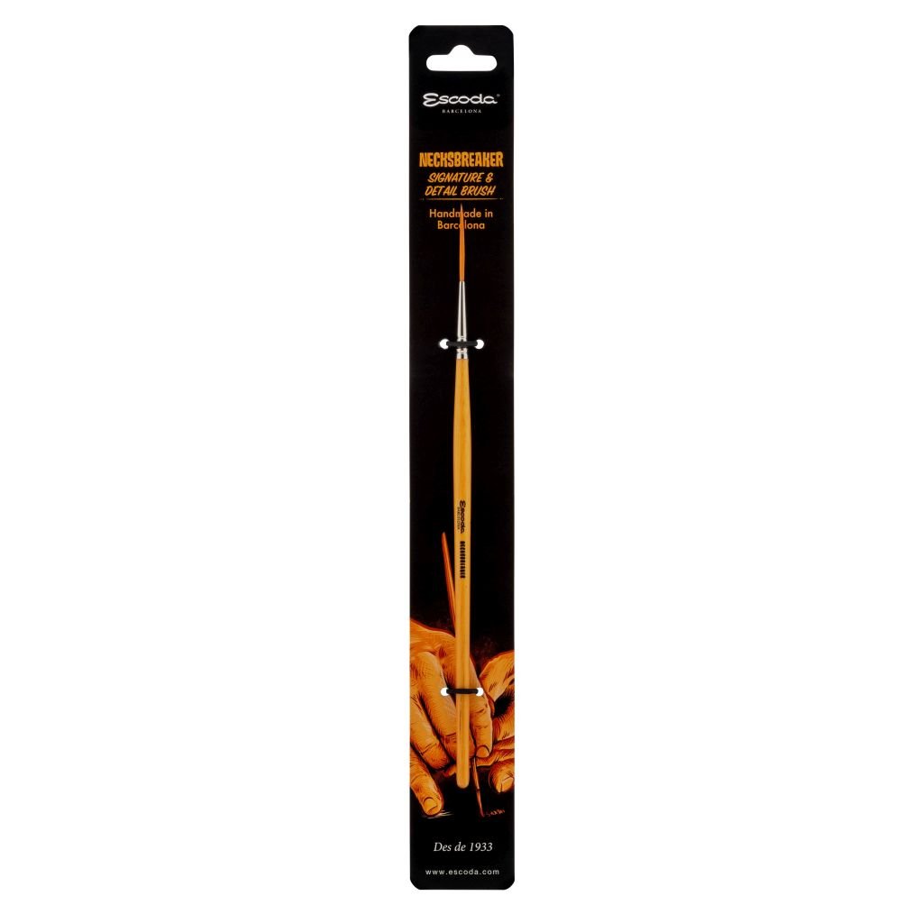 Escoda Necksbreaker Signature & Detail Gold Toray Round Brush – Size 1 – Short, Shiny Varnished Natural Finish Handle